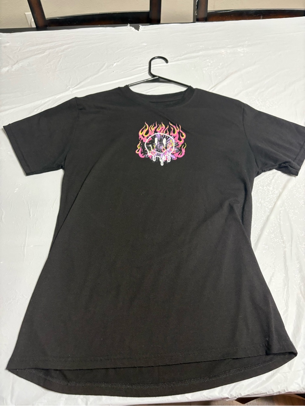 Vibe Black Short-Sleeve Tee with Colorful Flame Skull